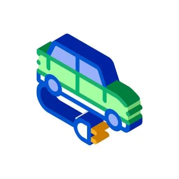Electro car charging socket isometric icon vector illustration Illustrazione stock