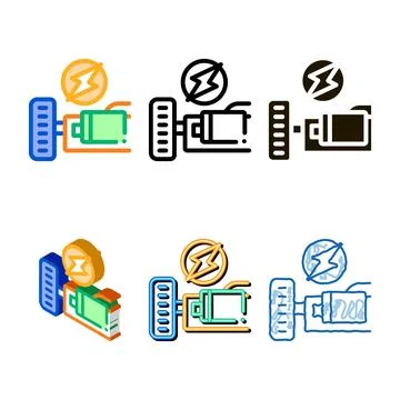 Electro car diversity engine icon vector outline Stock Illustration