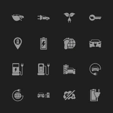 Electro Car - Flat Vector Icons Stock Illustration