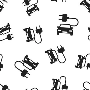 Electro car icon seamless pattern background. Business concept vector illustr 스톡 일러스트