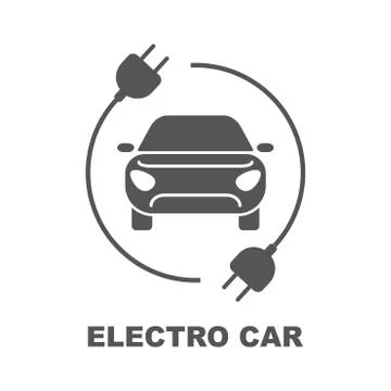 Electro car logo, flat, digital icon for web and mobile Illustrazione stock