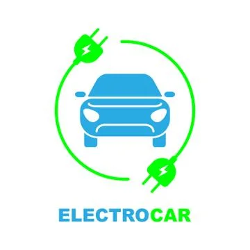 Electro car logo, flat, digital icon for web and mobile 스톡 일러스트