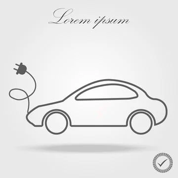 Electro car outline, thin, flat, digital icon for web and mobile Stock-Illustration