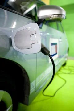 Electro car refueling Stock Photos