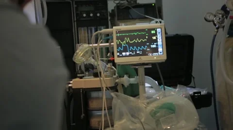Electro cardiograph machine in operation theatre Stock Footage 62388115