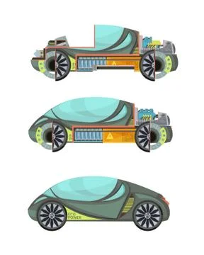 Electro Cars Set Stock Illustration