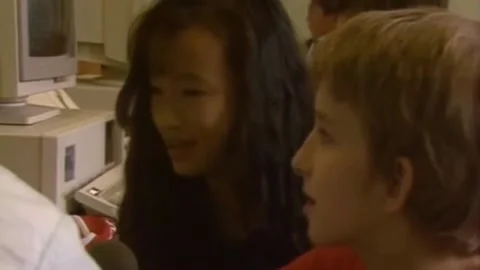 Electro computers. Children are taught to work with computers.. 1980s (2) Stock Footage 235855259