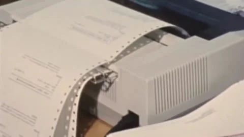 Electro computers. People are trained to work with computers. 1980s (2) Stock Footage 235855331