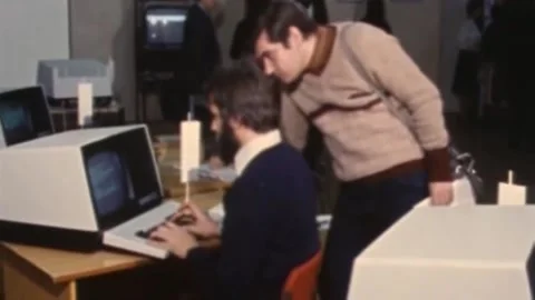 Electro computers. People are trained to work with computers. 1980s USSR (1) Stock Footage 235855382