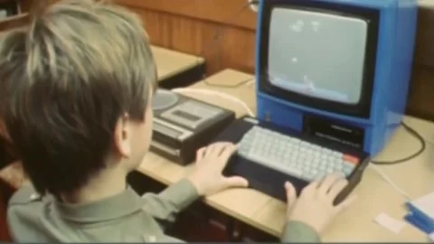 Electro computers. People are trained to work with computers.. 1980s (7) Stock Footage 235855817