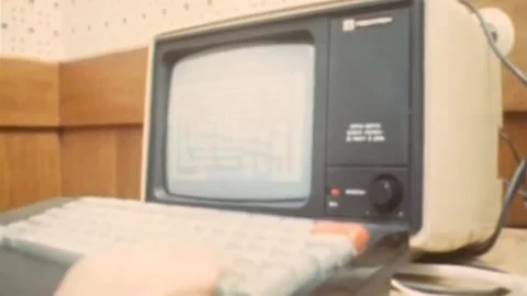 Electro computers. People are trained to work with computers.. 1980s (6) Stock Footage 235855818
