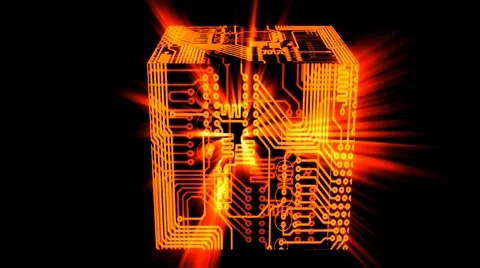 Electro Cube Orange Color Stock Footage 53674010