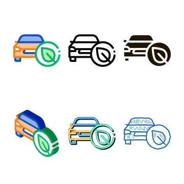 Electro eco car concepts icon vector outline Stock Illustration