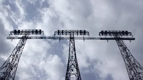 Electro equipment on sky timelaps Stock Footage 10877681