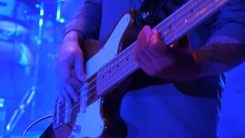 Electro guitar playing closeup. Performer, player, vocalist, instrumentalist Stock Footage 103382811