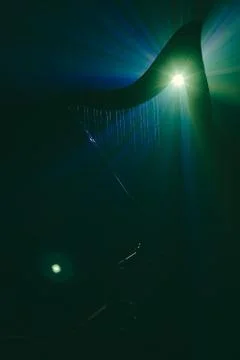 Electro harp in the rays of light Stock-Fotos