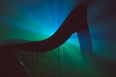 Electro harp in the rays of light Foto stock