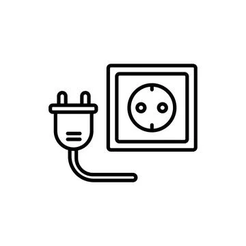 Electro plug Icon in trendy flat and outline style. simple design for graphic Stock Illustration