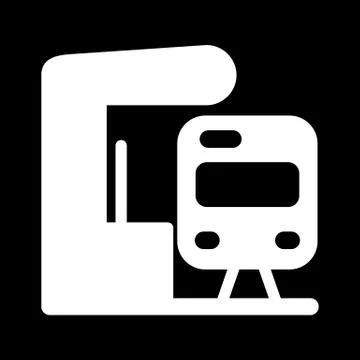 Electro train stop. Vector icon isolated on black background. Stock Illustration