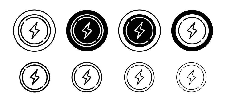 Electro vector icon set collection. Electro Outline flat Icon. Illustrazione stock