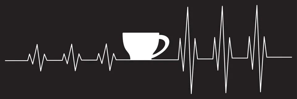 Electrocardiogram with coffee cup Stock Illustration