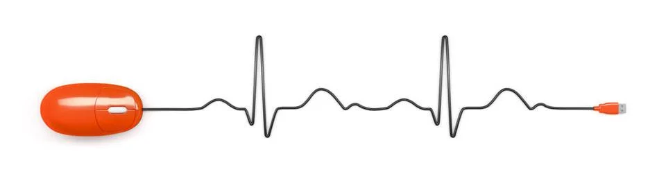 Electrocardiogram computer mouse An image of an electrocardiogram with a c... Stock Photos