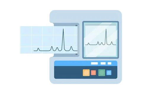 Electrocardiogram ECG machine displaying heart rhythm on screen Stockillustratie