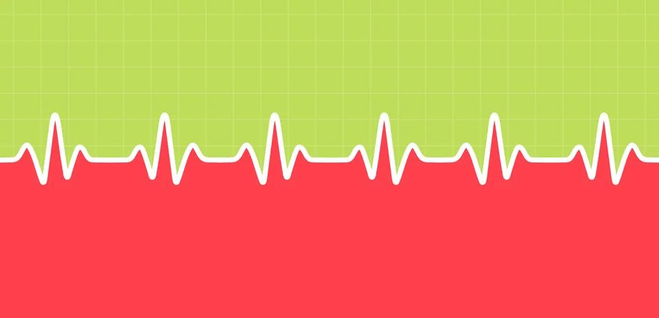 Electrocardiogram on a red and green background vector illustration Stock Illustration