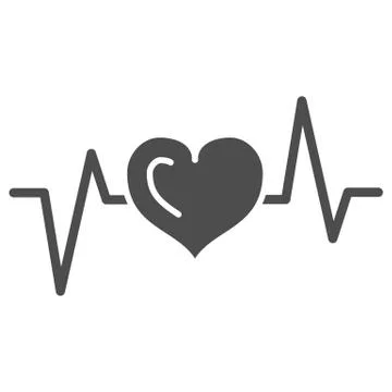 Electrocardiogram solid icon, Medical tests concept, Heart beat sign on white 스톡 일러스트