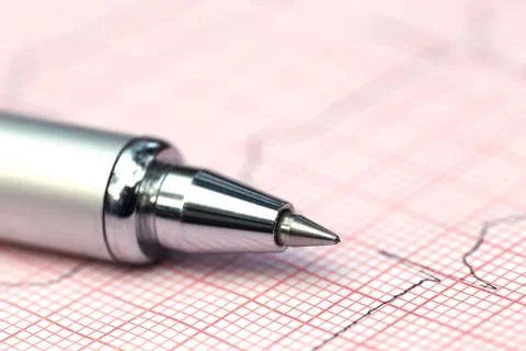 Electrocardiograph with pen Stock Photos