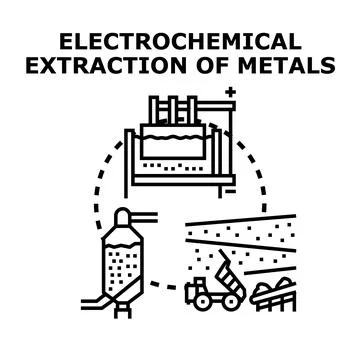 Electrochemical extraction process recovering metals from ore Stock Illustration