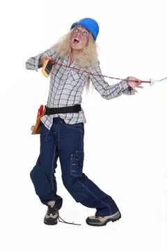 Electrocuted electrician Stock Photos
