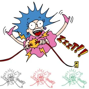 Electrocuted woman Stock Illustration