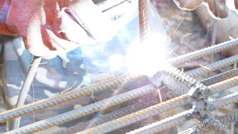 Electrode welds metal Stock Footage 104968443