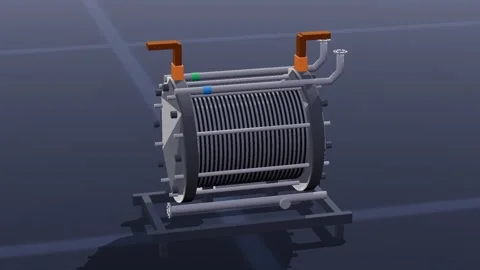 Electrolyser stack hydrogen 3d loop 3D animation seamless loop Stockbeeldmateriaal 341781670