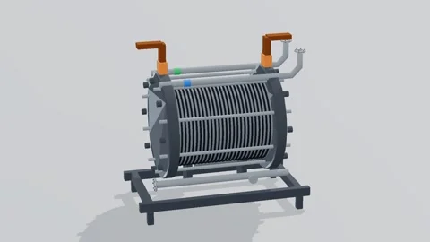 Electrolyser stack hydrogen 3d loop white background 3D animation seamless loop Stock Footage 341849582