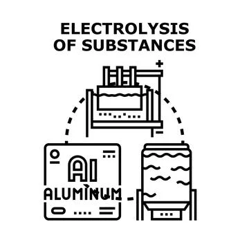 Electrolysis process for producing metals and hydrogen Stock Illustration