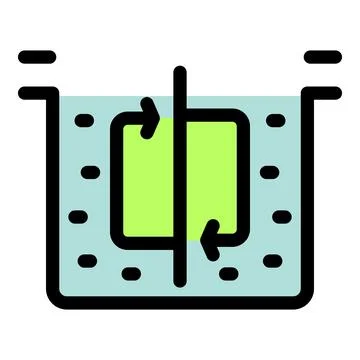 Electrolysis process splitting water into hydrogen and oxygen Illustrazione stock