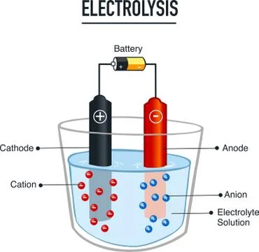 Electrolysis process  useful for education in schools  vector illustration Stock Illustration
