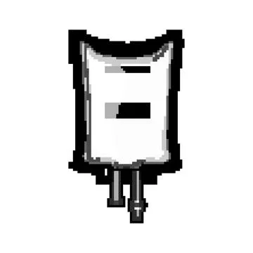 Electrolyte iv fluid bag pixel art vector illustration Stockillustratie