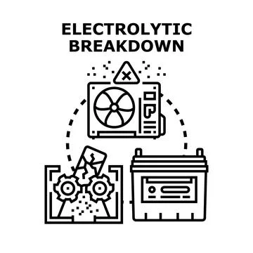 Electrolytic breakdown causing equipment failure and waste accumulation Illustrazione stock