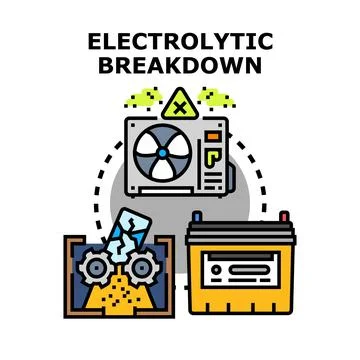 Electrolytic breakdown causing equipment failure and waste accumulation Stock-Illustration