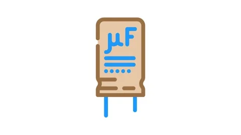 Electrolytic capacitor electronic component color icon animation Stock Footage 327269941