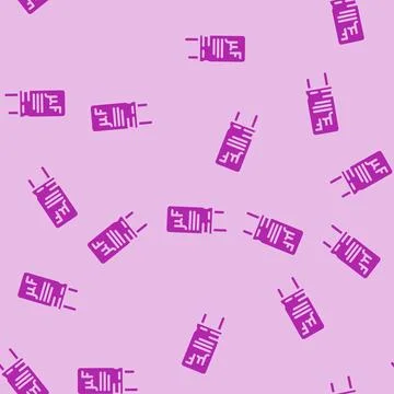 Electrolytic capacitor electronic component glyph vector seamless pattern Stock Illustration