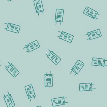 Electrolytic capacitor electronic component line vector seamless pattern 库存插图