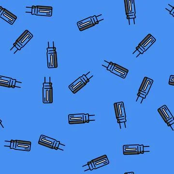 Electrolytic capacitor electronic component vector seamless pattern Illustrazione stock