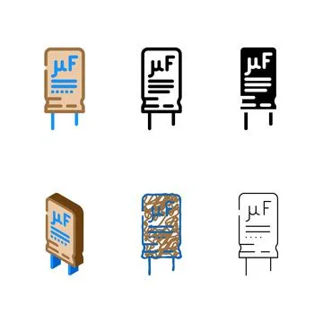 Electrolytic capacitor electronic styles component color icon vector イラスト素材