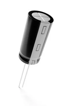 Electrolytic capacitor isolated on white. 3D rendering. Stock Illustration