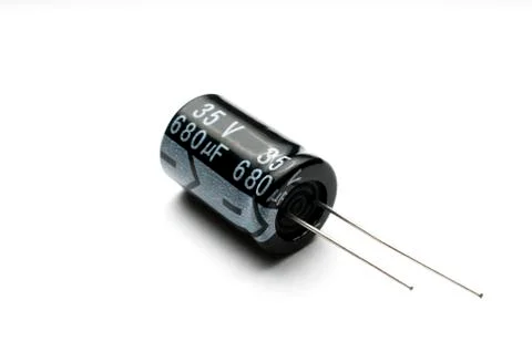 Electrolytic capacitor isolated on white background Stock Photos