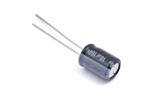 Electrolytic capacitor isolated on white Stock Photos